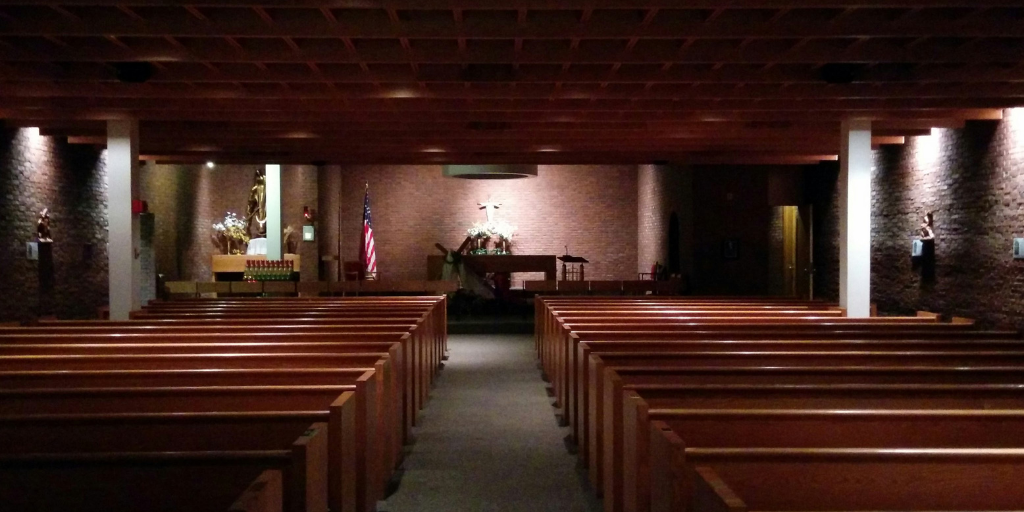 The interior of "Our Lady of the Airways" chapel in Boston's Logan International Airport