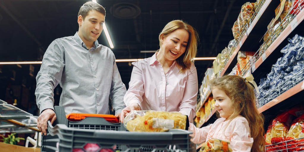 Some families buy all their groceries for the week at once.