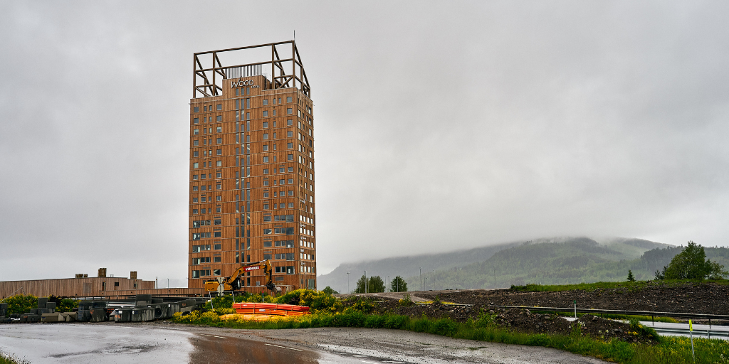 Mjøstårnet is an 18-story tower in Norway